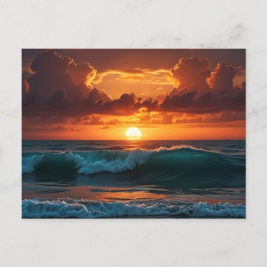 Zonsopkomst oceaan strand golven adembenemend briefkaart (Voorkant)