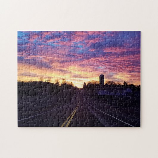 Zonsopkomst op de weg legpuzzel (Horizontaal)