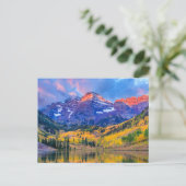 Zonsopkomst op Maroon Bells Briefkaart (Staand voorkant)