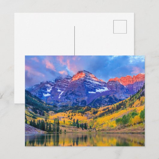 Zonsopkomst op Maroon Bells Briefkaart (Voorkant / Achterkant)