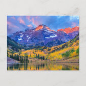 Zonsopkomst op Maroon Bells Briefkaart (Voorkant)