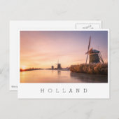 Zonsopkomst over bevroren rivier met windmolens en briefkaart (Voorkant / Achterkant)