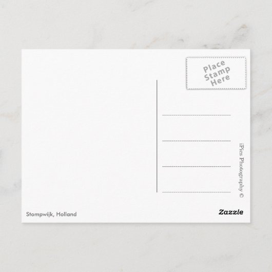 Zonsopkomst over bevroren rivier met windmolens en briefkaart (Achterkant)