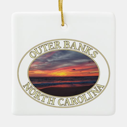 Zonsopkomst over de Oceaan, Kat Hawk, Outer Banks  Keramisch Ornament (Voorkant)