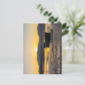 Zonsopkomst over een boot op het strand, Koh Lanta Briefkaart (Staand voorkant)