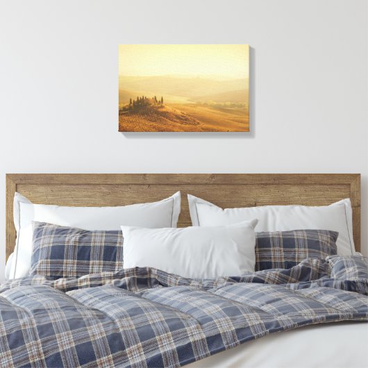 Zonsopkomst over een landschap in Toscane canvas Afdruk (Insitu (Slaapkamer))