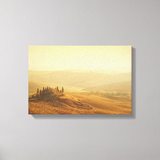 Zonsopkomst over een landschap in Toscane canvas Afdruk (Voorkant)