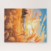 Zonsopkomst over een tarweveld legpuzzel (Horizontaal)