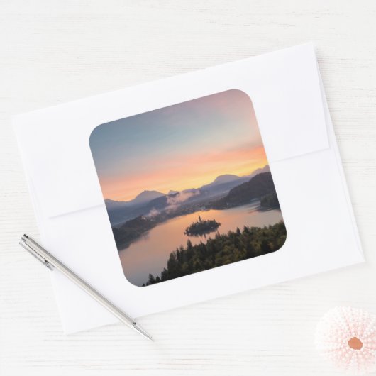 Zonsopkomst over Lake Bled sticker (Envelop)