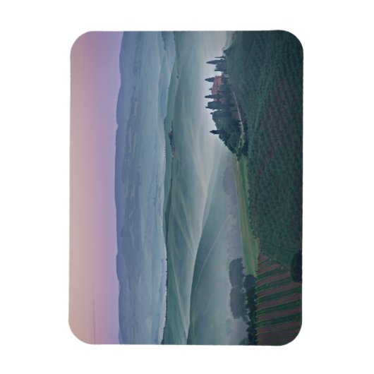 Zonsopkomst over Toscaanse landschap rechthoek mag Magneet (Verticaal)