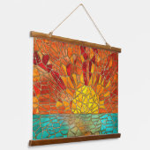 Zonsopkomst over zee mozaïek kunst hangend wandkleed (Gebogen)