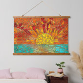 Zonsopkomst over zee mozaïek kunst hangend wandkleed (Slaapkamer)