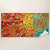 Zonsopkomst over zee mozaïek kunst strandlaken (Voorkant)