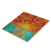 Zonsopkomst over zee mozaïek kunst tegeltje (Zijkant)