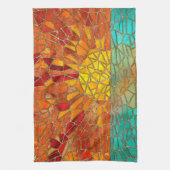 Zonsopkomst over zee mozaïek kunst theedoek (Verticaal)