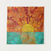 Zonsopkomst over zee mozaïek kunst wandkleed (Voorkant)