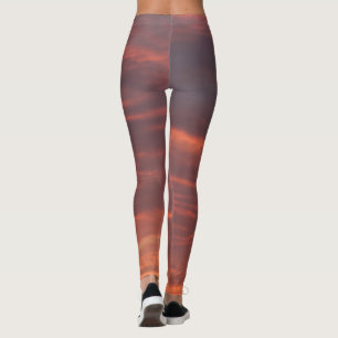Zonsopkomst Roze Wolken Sky Kleuren Foto Leggings, Leggings