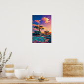 Zonsopkomst Schilderen van het Afrikaanse landscha Poster (Keuken)