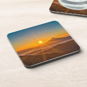 Zonsopkomst tussen de heuvels bier onderzetter (Linkerzijde)