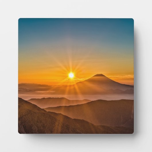 Zonsopkomst tussen de heuvels fotoplaat (Voorkant)