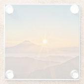Zonsopkomst tussen de heuvels glazen onderzetter (Achterkant)