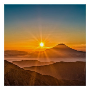 Zonsopkomst tussen de heuvels perfect poster