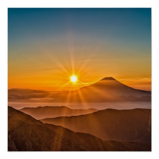 Zonsopkomst tussen de heuvels perfect poster (Voorkant)