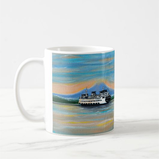 Zonsopkomst veerboot schilderij koffiemok (Links)