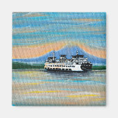 Zonsopkomst veerboot schilderij magneet (Voorkant)