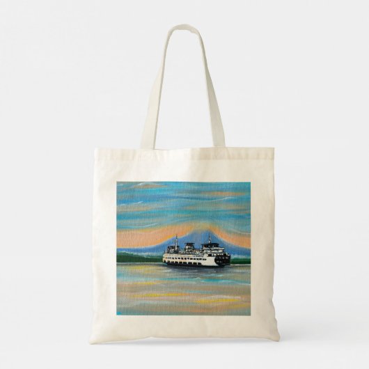 Zonsopkomst veerboot schilderij tote bag (Achterkant)