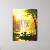 Zonsopkomst Waterval Bomen Rivier Prachtig Landsch Canvas Afdruk (Voorkant)