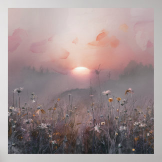 Zonsopkomst & Wildbloemen Poster