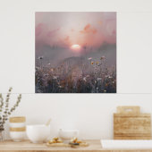 Zonsopkomst & Wildbloemen Poster (Keuken)