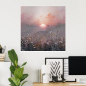 Zonsopkomst & Wildbloemen Poster (Thuiskantoor)