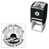 Zonsopkomst Zonsondergang Achter Bergen Bibliothee Zelfinktende Stempel (In situ)