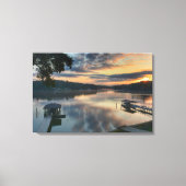 Zonsopkomst Zonsondergang boven het meer Landschap Canvas Afdruk (Voorkant)