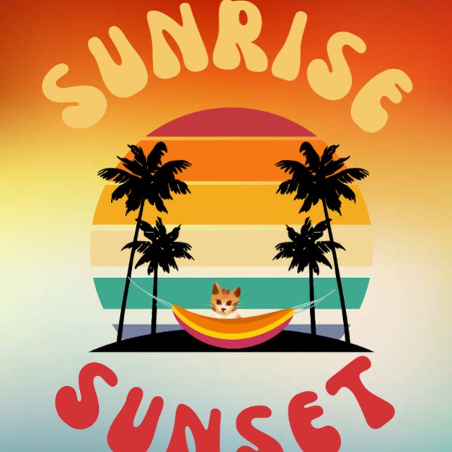 Zonsopkomst Zonsondergang een kat in een hangmat Kussen (Creator heeft geüpload)