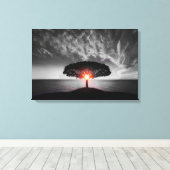 Zonsopkomst Zonsondergang: Kleurenplons Canvas Afdruk (Insitu (Houten vloer))