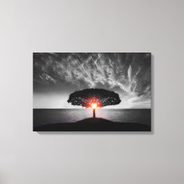 Zonsopkomst Zonsondergang: Kleurenplons Canvas Afdruk