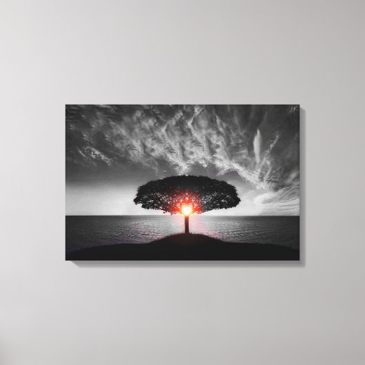 Zonsopkomst Zonsondergang: Kleurenplons Canvas Afdruk (Voorkant)