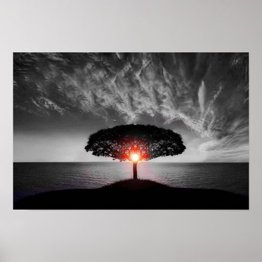 Zonsopkomst Zonsondergang: Kleurenplons Poster (Voorkant)