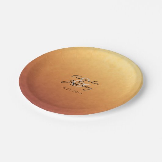 Zonsopkomst Zonsondergang Ombre Gradiënt Papieren Bordje (Gekanteld)