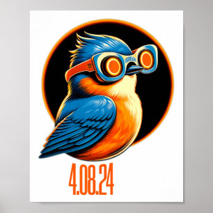 Zonsverduistering 04 08 2024 Eastern Bluebird Ecli Poster