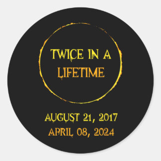 Zonsverduistering 04.08.24 twee keer in leven 2024 ronde sticker