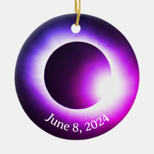 Zonsverduistering 2024, 8 april keramisch ornament (Voorkant)