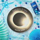 Zonsverduistering 2024, 8 april papieren bordje (Feest)