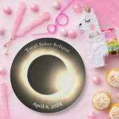 Zonsverduistering 2024, 8 april papieren bordje (Feest)
