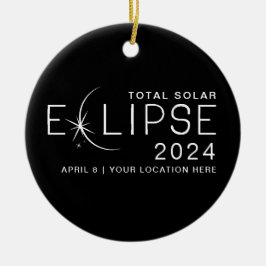 Zonsverduistering 2024 Aangepaste Locatie Foto Aan Keramisch Ornament