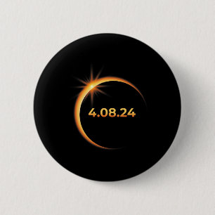 Zonsverduistering 2024 Amerika Totaliteit 04 08 24 Ronde Button 5,7 Cm