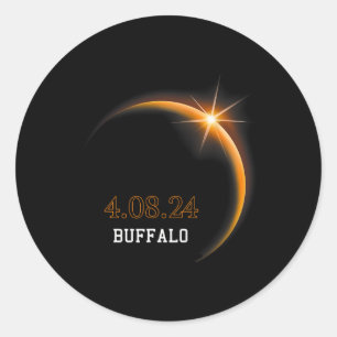 Zonsverduistering 2024 Buffel totaliteit voorjaar  Ronde Sticker